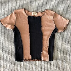 Urban Nation Black and Tan Short Sleeve Top